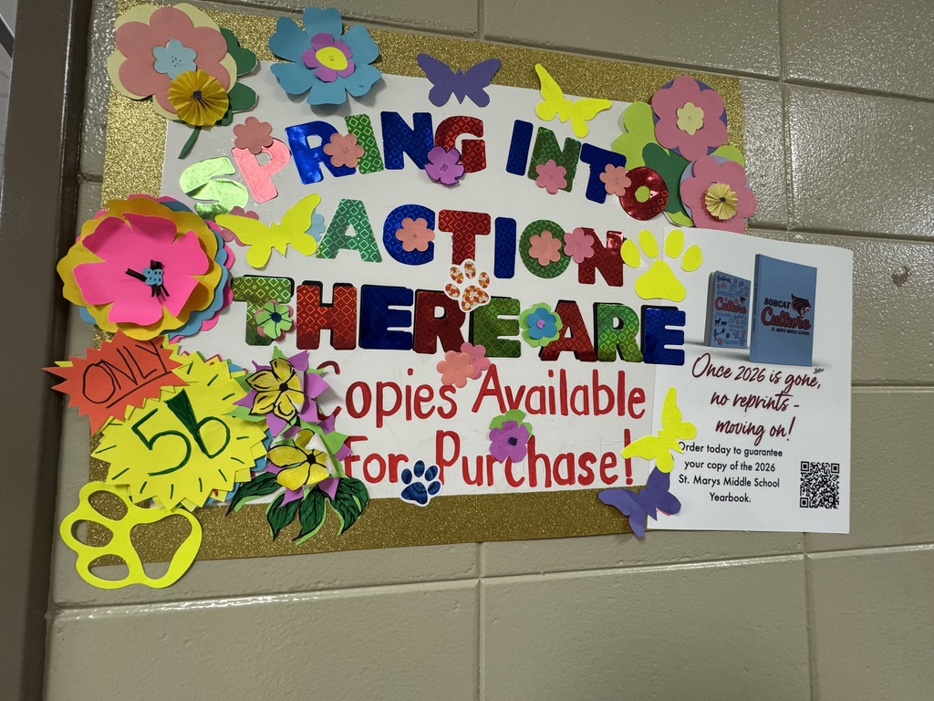 Spring into action yearbook poster announcing only 56 pre-orders left to purchase. Copies go out in May.