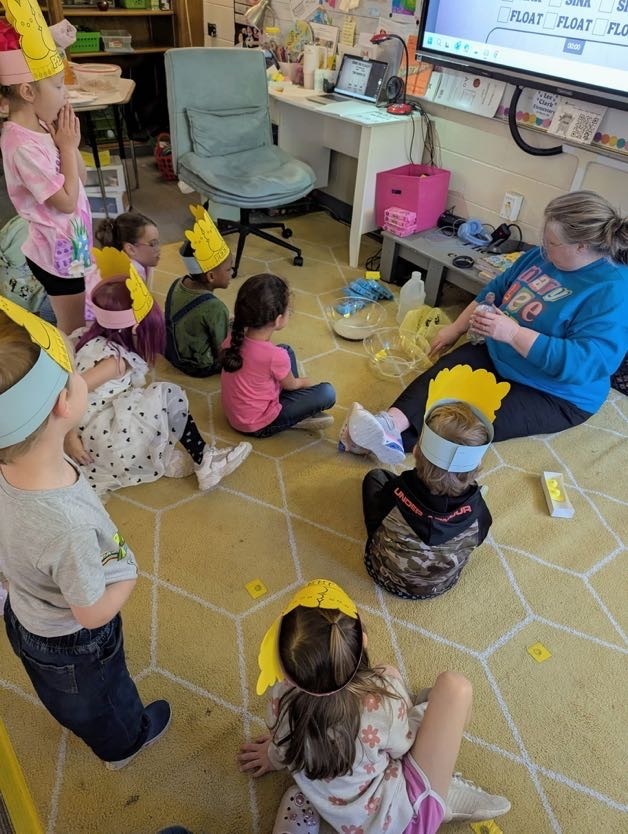 students listening and watching their teacher