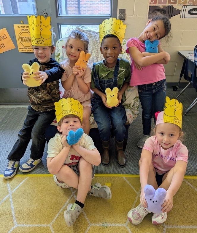 group photo of students with their peeps