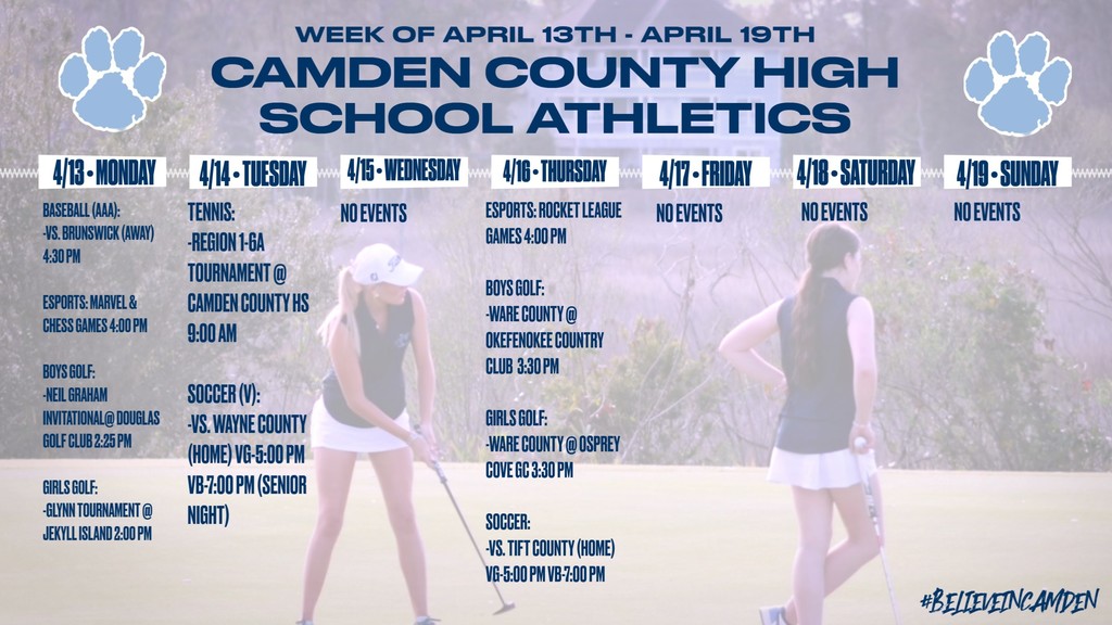 CCHS Weekly Athletic Schedule