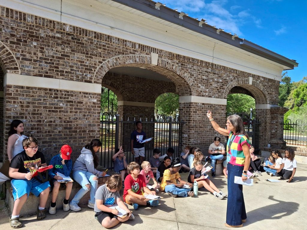 teacher teaching outside