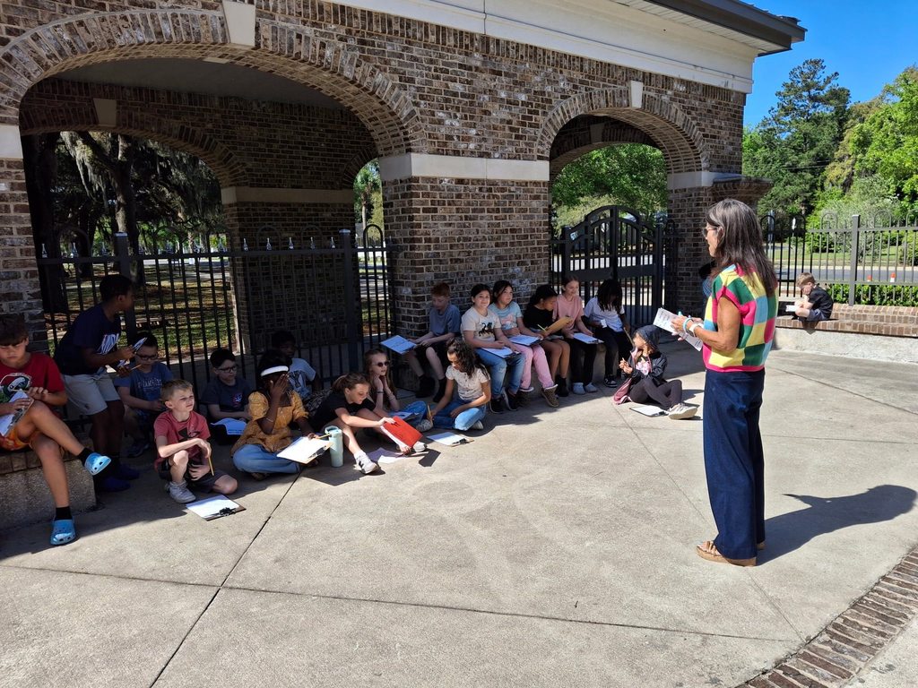 teacher teaching outside