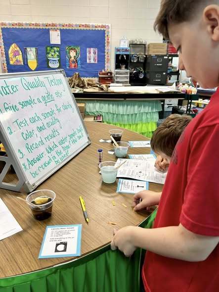students doing experiment