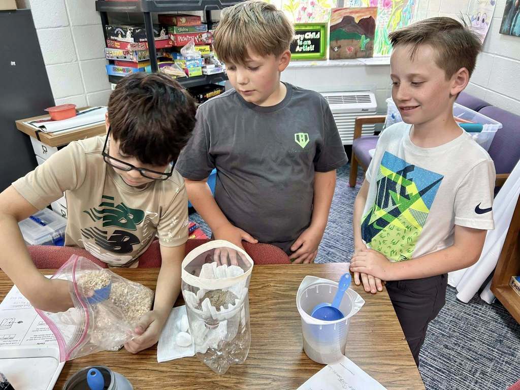 students doing experiment
