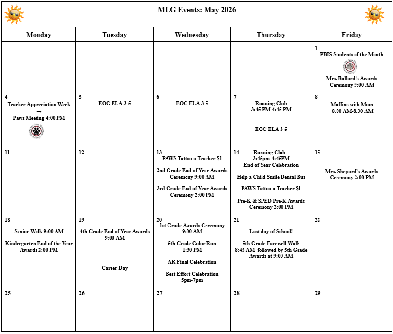 May Calendar