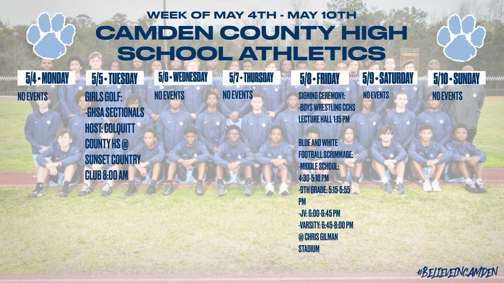 CCHS Athletics Schedule
