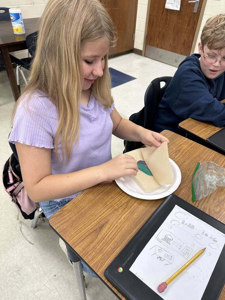 student working on project