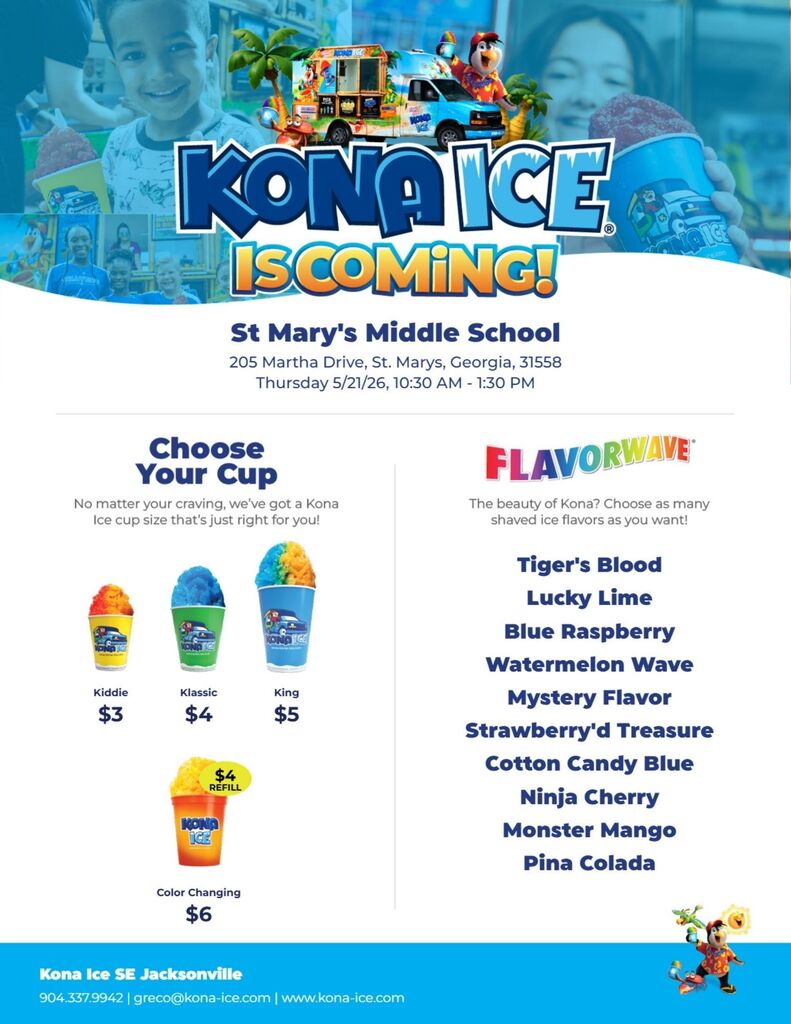 Kona Ice updated flyer on dates and prices- 5/21