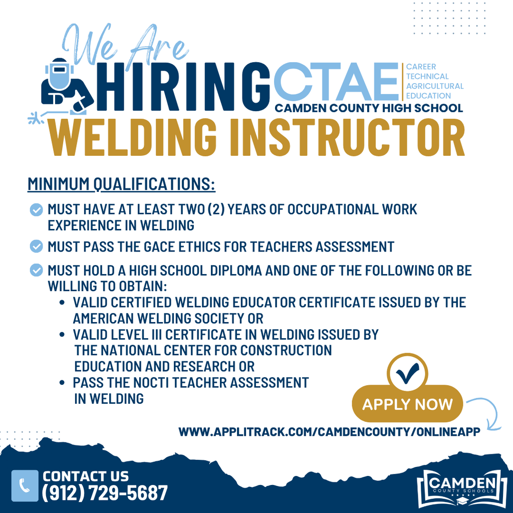 We are hiring a CTAE welding instructor