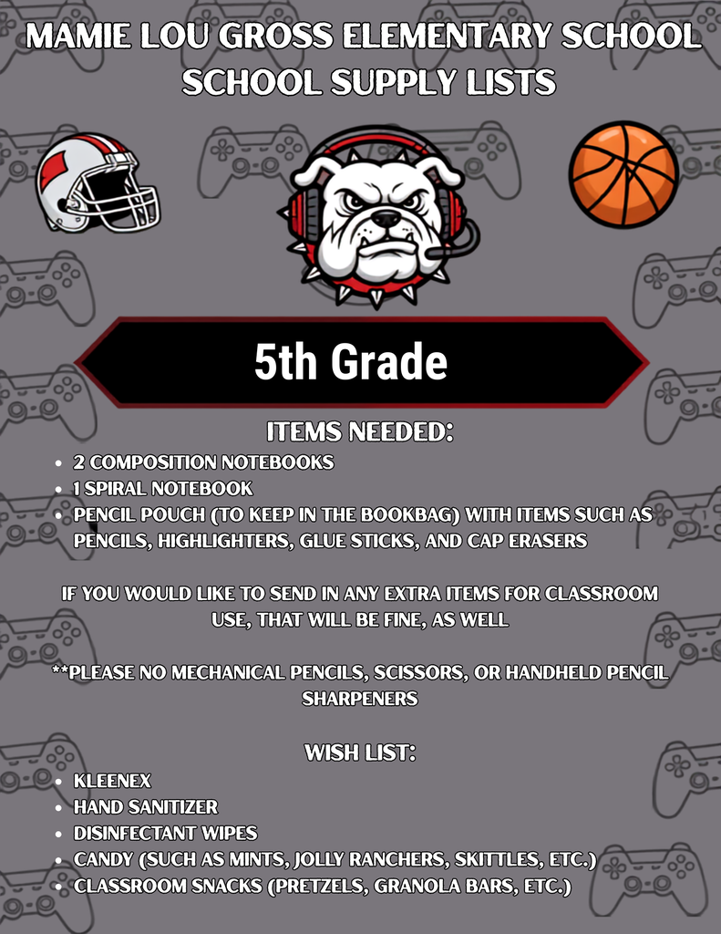 5th Grade Supply List