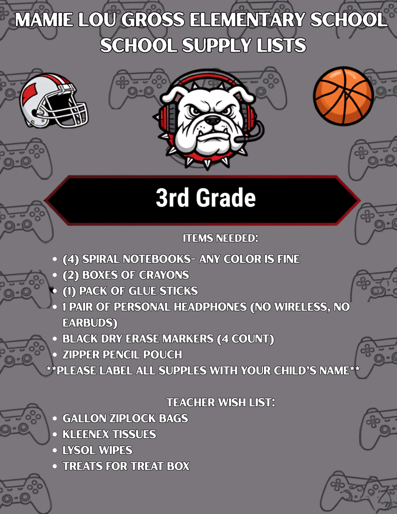 3rd Grade Supply List