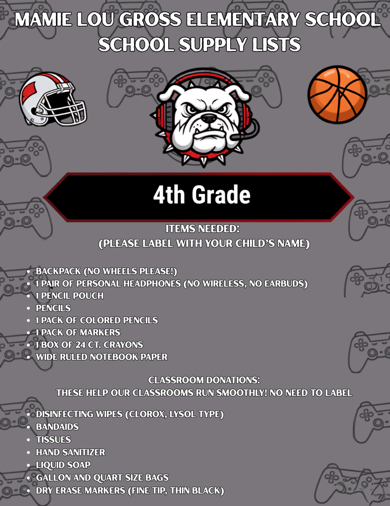 4th Grade Supply List