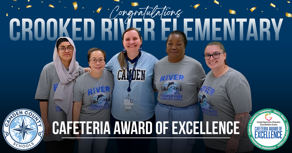 Huge shoutout to the amazing team at Crooked River Elementary School! 🥳🎉 On behalf of the entire district, we are thrilled to celebrate them for receiving the Cafeteria Award of Excellence from the Georgia Department of Education School Nutrition Division! 🥗🍎 Our district is incredibly fortunate to have such a dedicated school nutrition team. Their unwavering commitment to safety, nutrition, and serving our students fresh, healthy meals with a smile every day makes a world of difference across our entire community.