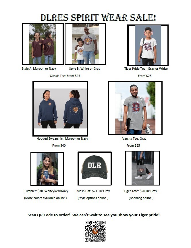 Flyer showing several options for DLR Spirit Wear