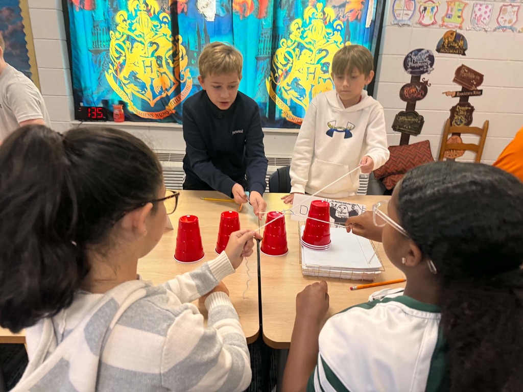 Students in Mrs. Hutchinson's class built STEM towers to grow communication, problem solving, and teamwork skills.