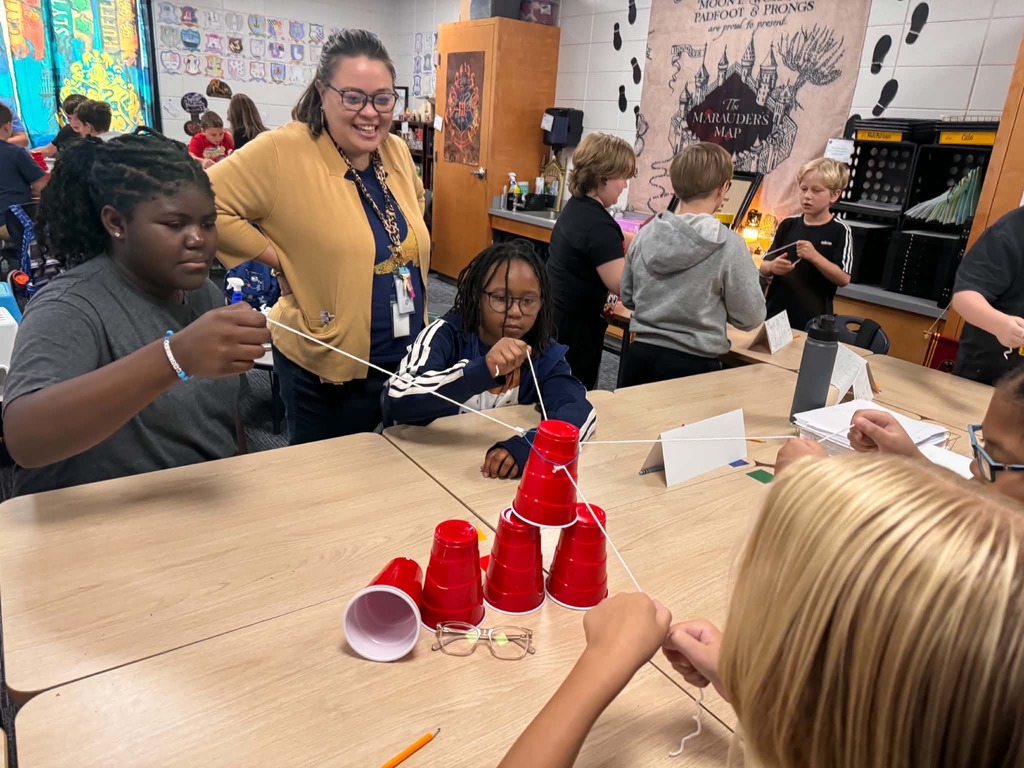 Students in Mrs. Hutchinson's class built STEM towers to grow communication, problem solving, and teamwork skills.