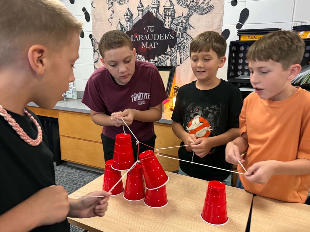 Students in Mrs. Hutchinson's class built STEM towers to grow communication, problem solving, and teamwork skills.