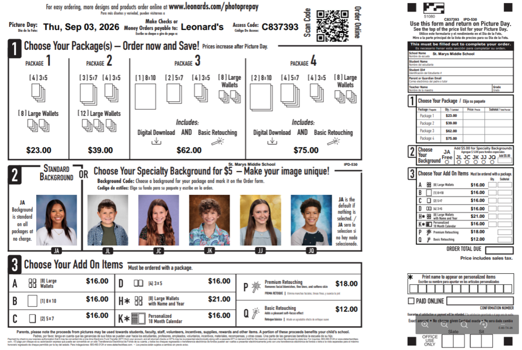 Pic Day Order Form