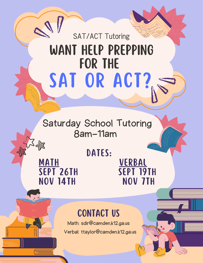 Colorful Image announcing SAT/ACT Tutoring in Saturday School