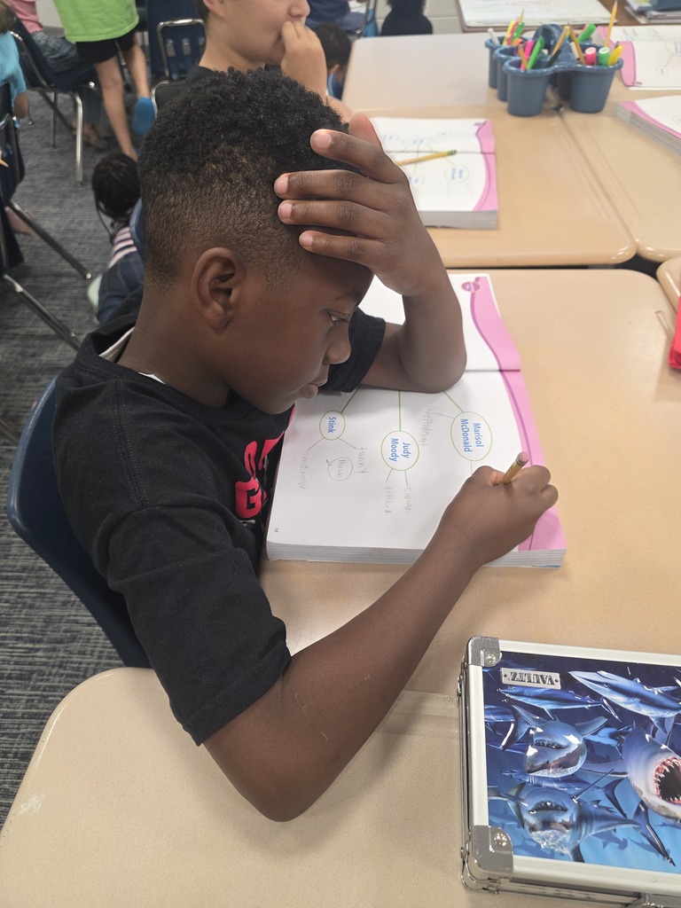 Third-grade students in Mrs. Villanueva’s class discuss character traits during a group reading lesson.