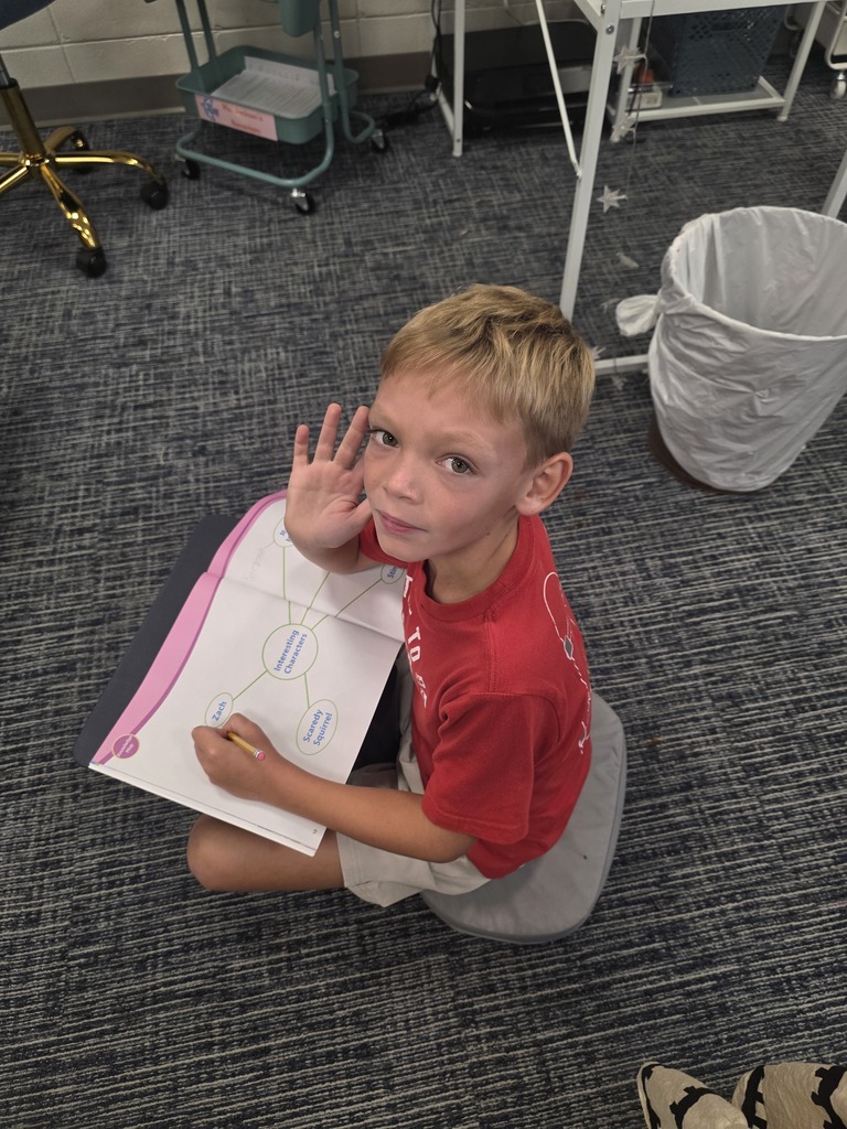 Third-grade students in Mrs. Villanueva’s class discuss character traits during a group reading lesson.