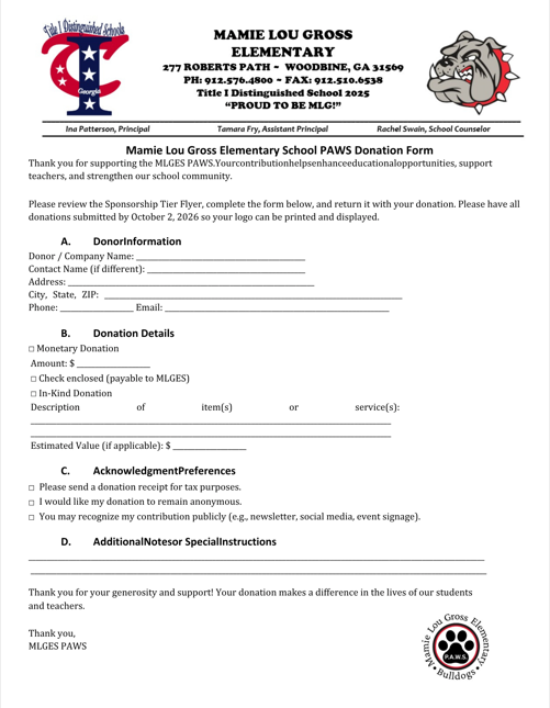 PAWS Donation Forms