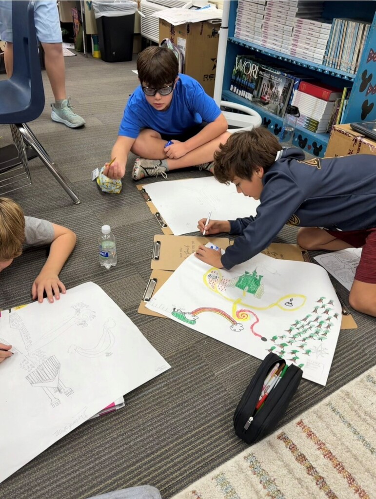 Students in 6th grade creating maps