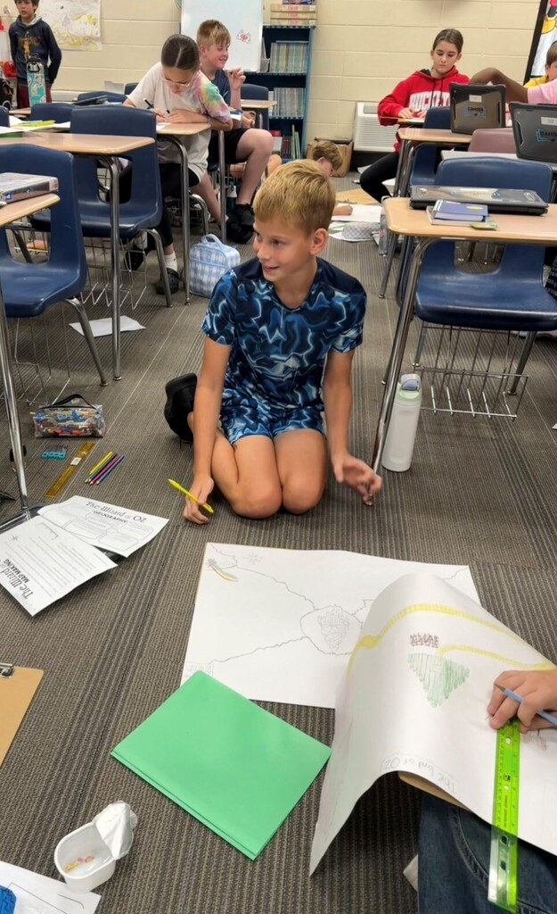 Students in 6th grade creating maps