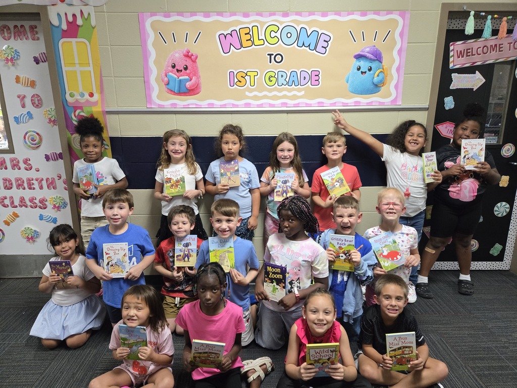 Kinder and 1st grade received books to keep from Great Books for Kids