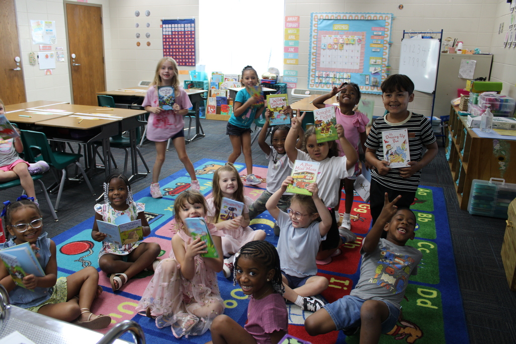 Kinder and 1st grade received books to keep from Great Books for Kids