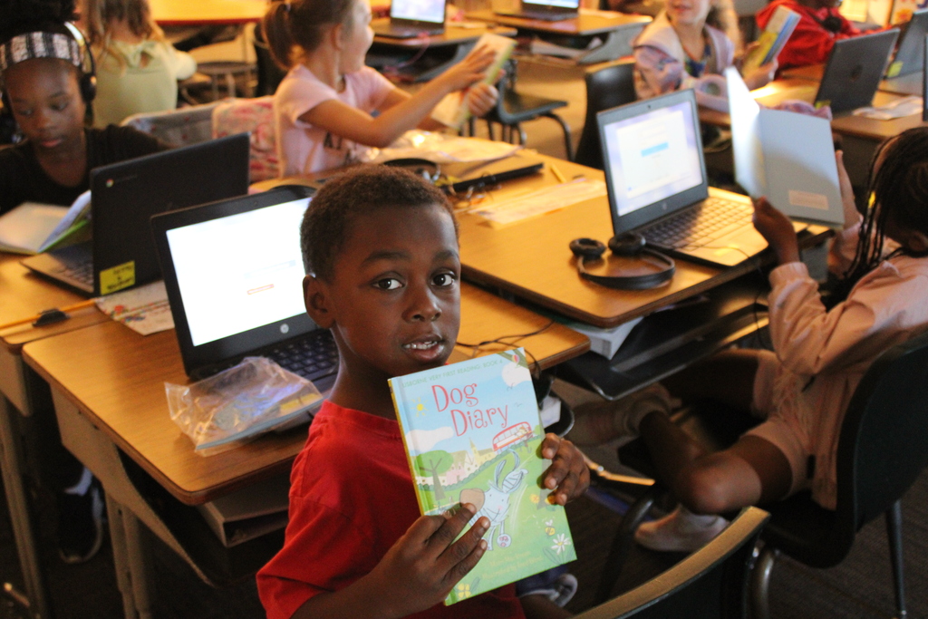 Kinder and 1st grade received books to keep from Great Books for Kids