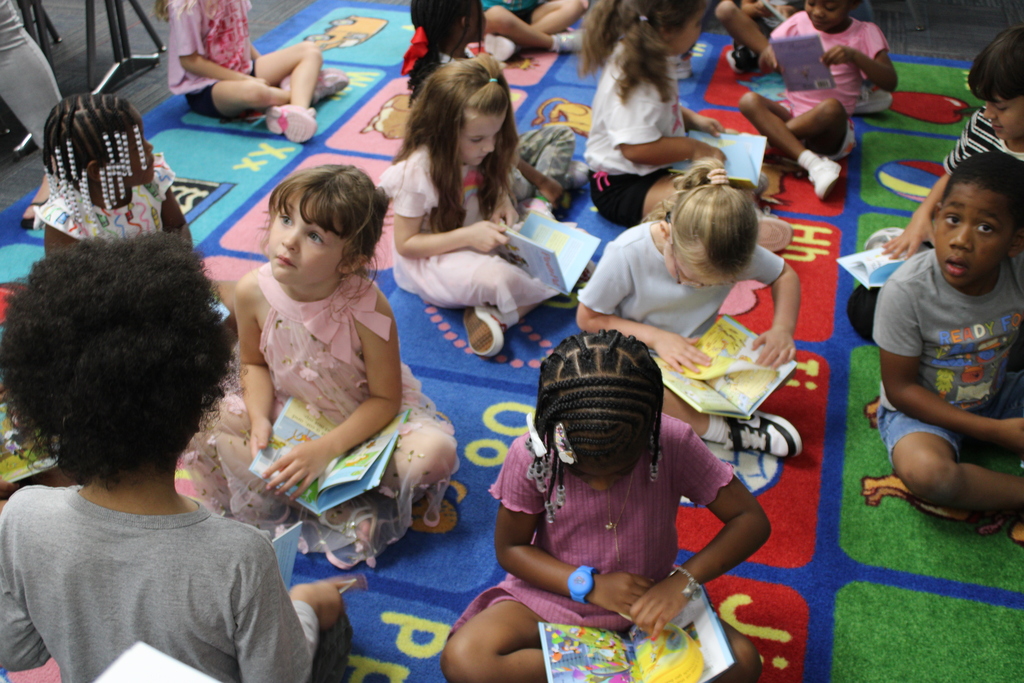 Kinder and 1st grade received books to keep from Great Books for Kids