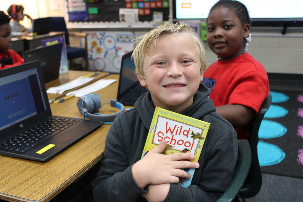 Kinder and 1st grade received books to keep from Great Books for Kids