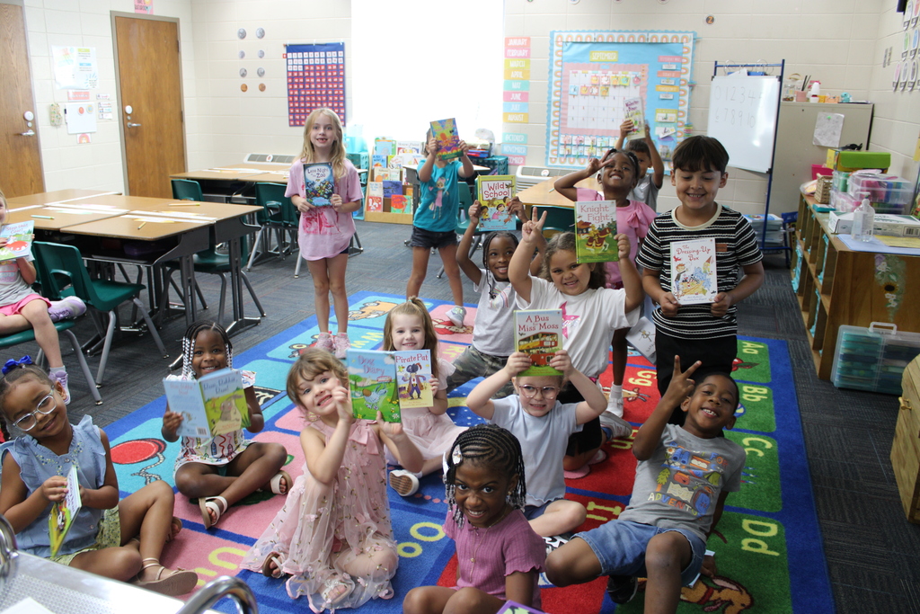 Kinder and 1st grade received books to keep from Great Books for Kids