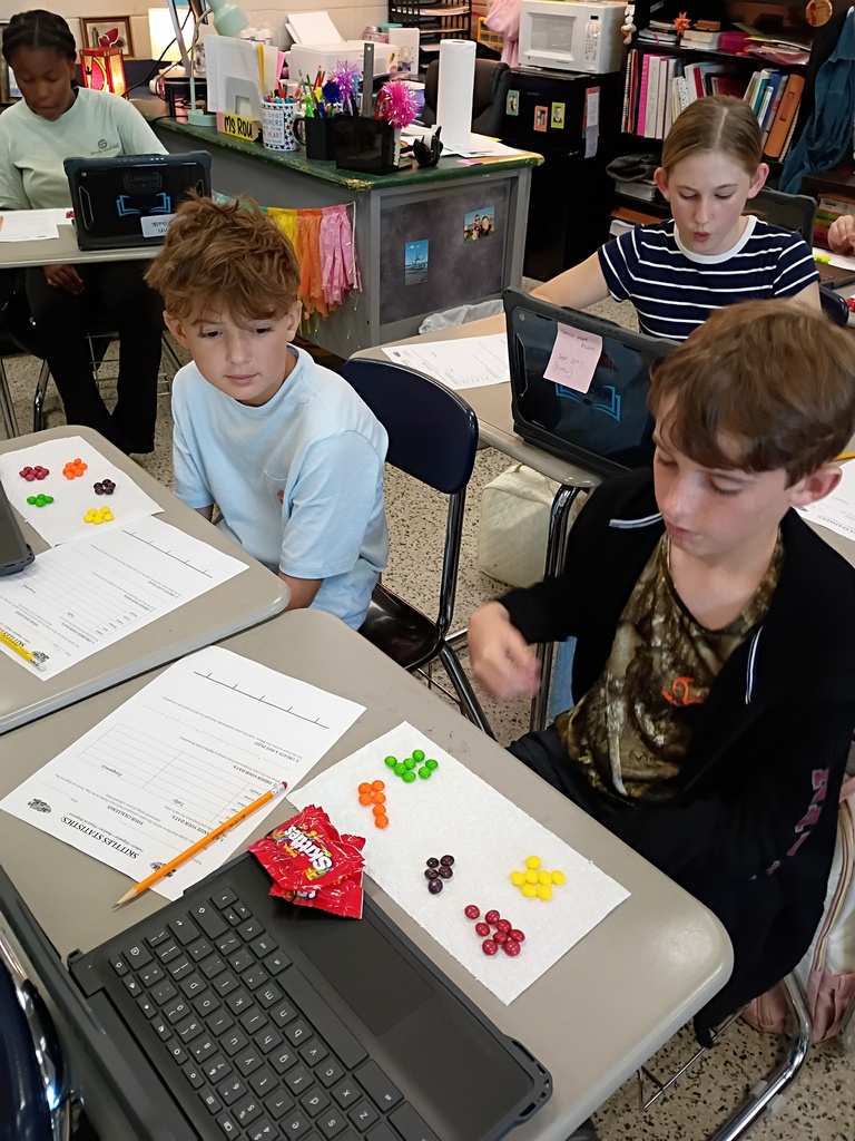 6th grade Skittles statistics.