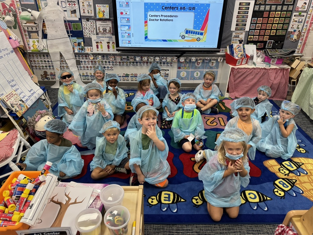 Mrs. Williams' Pre-K class explored community helpers this week through hands-on dress-up and medical play designed to strengthen their fine motor skills.