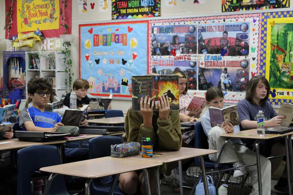 Students reading books