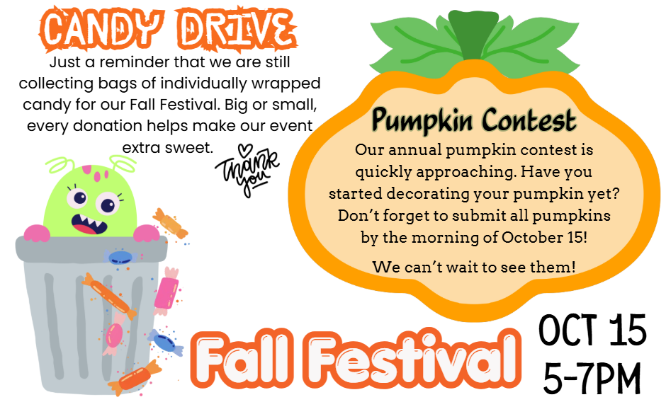 Candy Drive and Pumpkin Contest for Fall Festival
