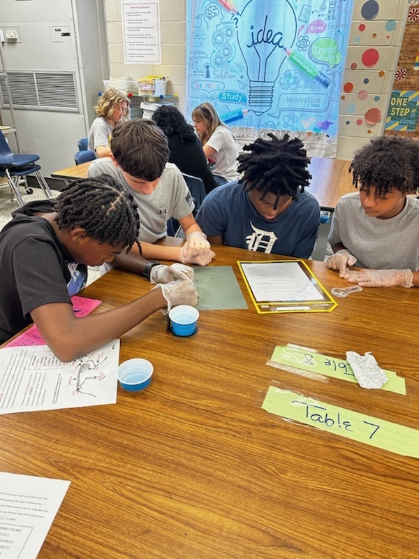 photo-Mrs. McGraw’s students carefully dissected regurgitated owl pellets
