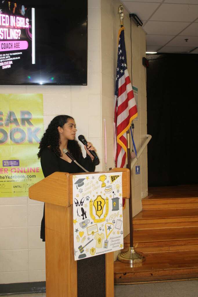 Jr Beta member reciting the pledge of allegience