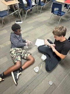 Students extracting strawberry DNA