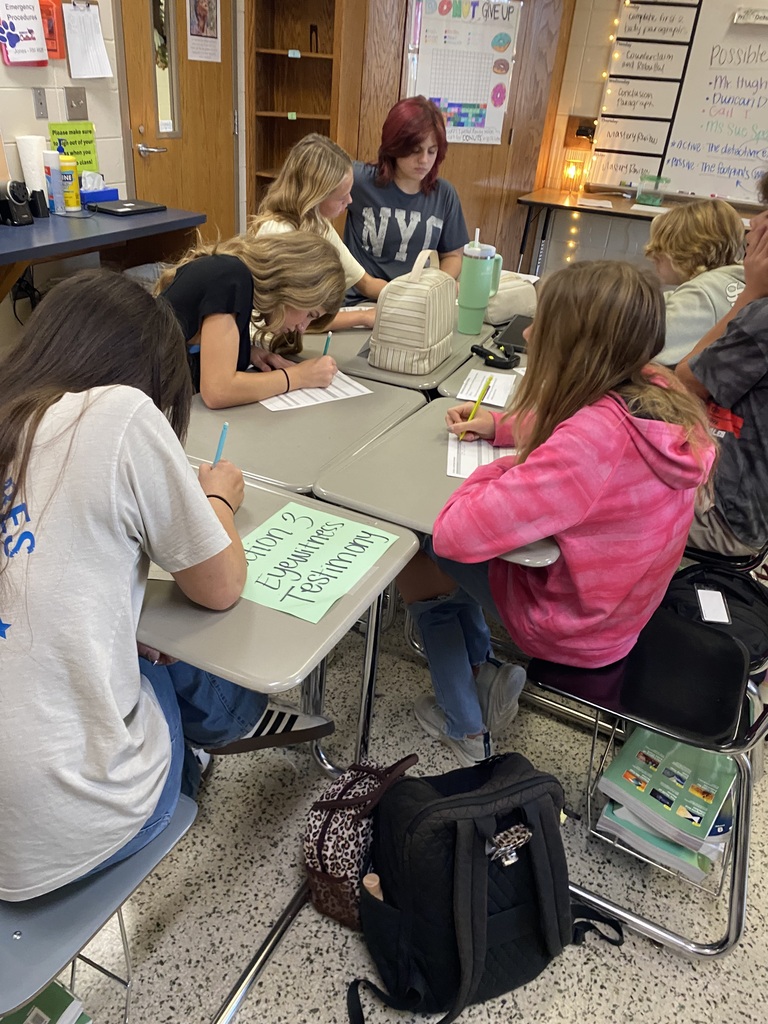 8th grade students working on their argumentative essays.