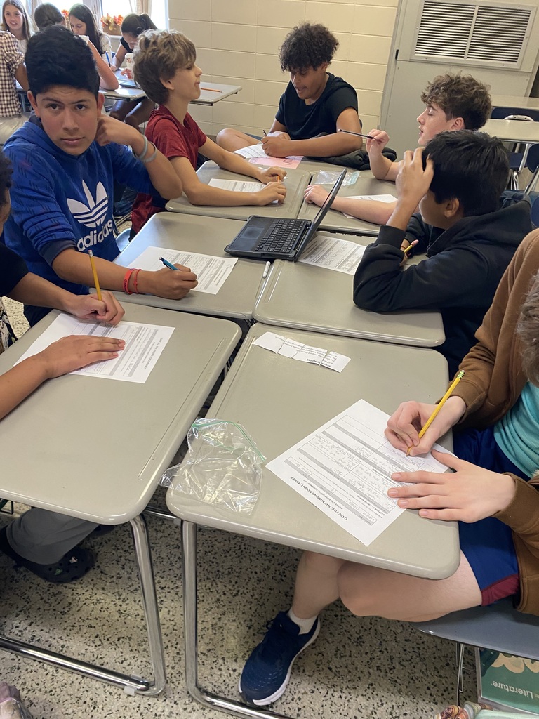 8th grade students working on their argumentative essays.
