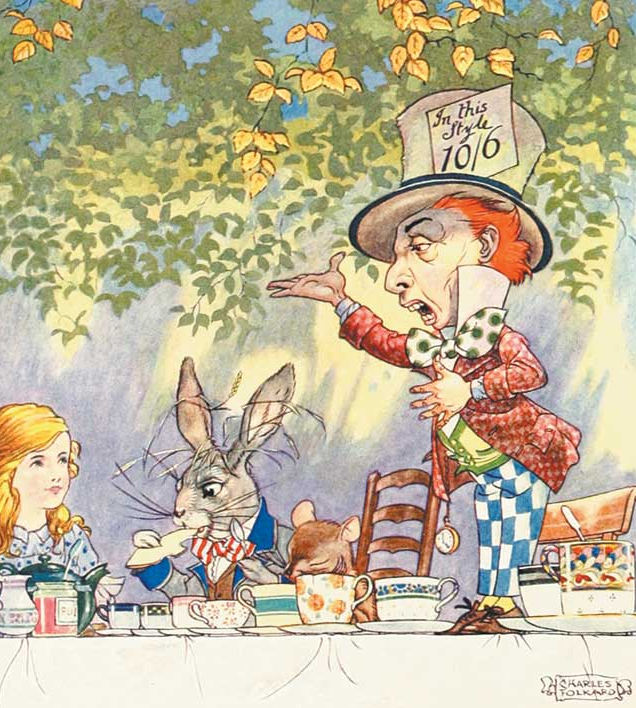 Camden Reads Mad Hatter Day picture of Alice in Wonderland.