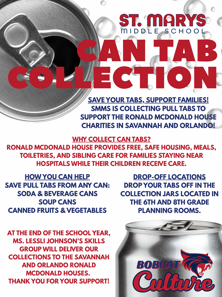SMMS Can Tab Collection: collecting pull tabs for the Ronald McDonald Charities.