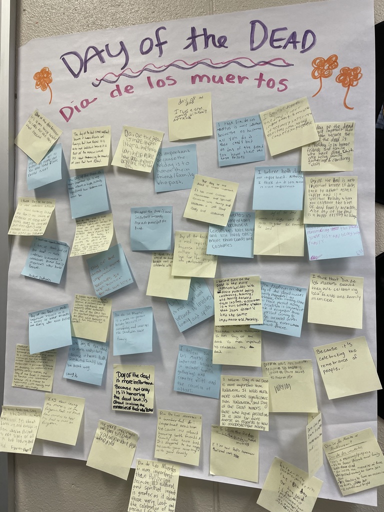 Solano's 8th grade ELA class "Day of the Dead" compare/contrast project picture.