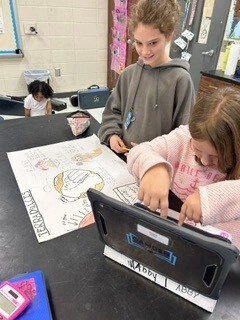 Students working on planet project