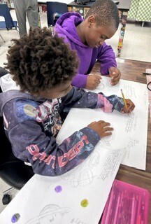 Students working on planet project