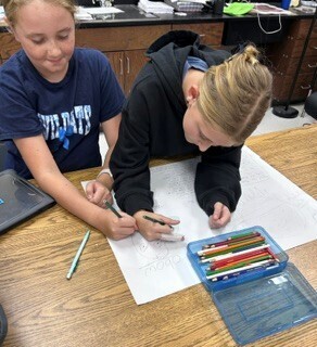 Students working on planet project