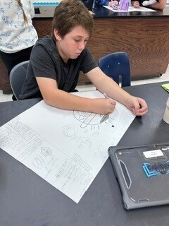 Students working on planet project